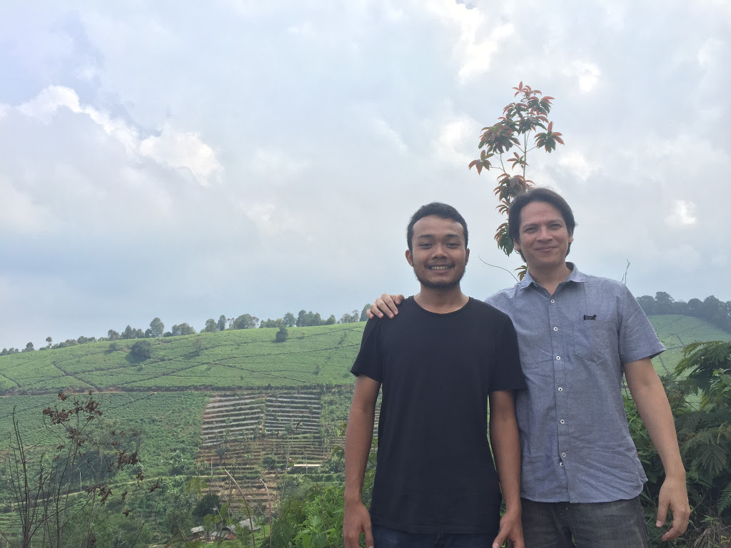 David with his brother-in-law at a tea plantation in Majalengka -- Java, Indonesia.